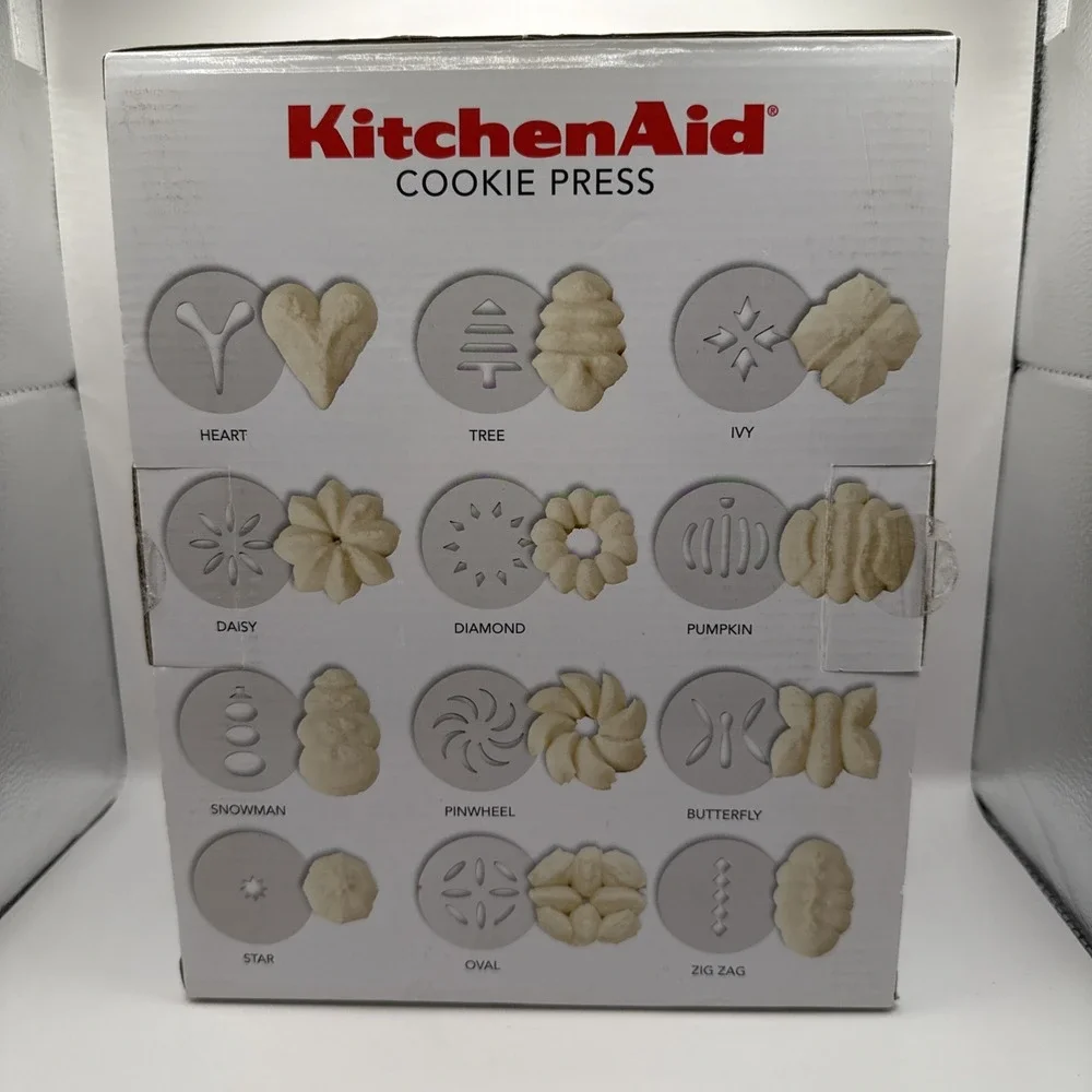KitchenAid Gourmet Cookie Press Set Stainless Steel/Black 12 Discs With‎ Manual